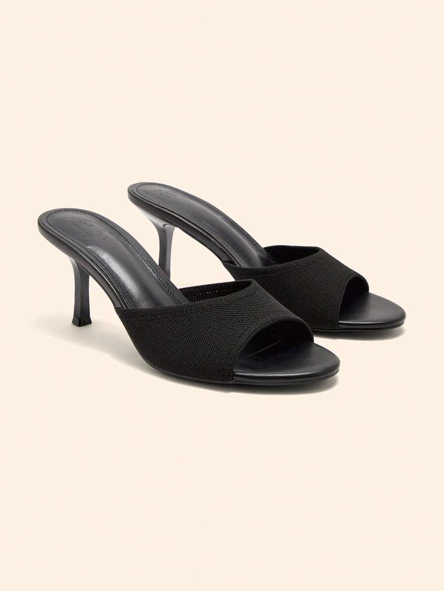 CUCCOO BASICS Women's Fashion Versatile Minimalist High Heeled Sandals For Christmas - Black - View 1