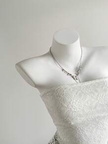 Roylia Stickad topp med tofsar och skör spets för kvinnor - Vitt - Visa 3