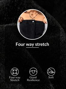 Flexra Women's Black Knit Denim Bodycon Crop Tube Top - Black - View 8