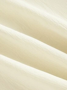 SHEIN MOD 黑色刺绣贝壳袖中长连衣裙 - 杏色 - 查看 4