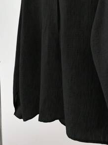 INAWLY Deep V-Neck Loose Casual French Style Pullover Shirt Fall Cloth For Women - Black - View 6