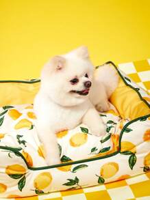 PETSIN 1件装宠物四季舒适透气柠檬时尚印花垫内胆可拆卸可洗猫狗窝垫 - 彩色 - 查看 6