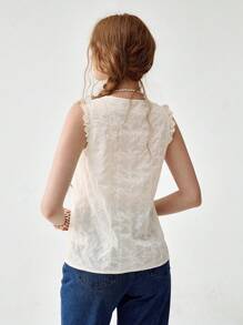 Florisole Women's V-Neck Bohemian Embroidered Casual Tank Top - Apricot - View 2