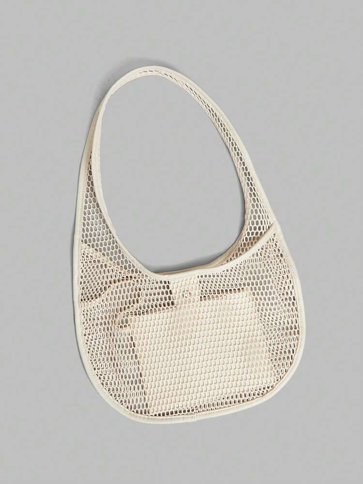 Women's Solid Color White Chic Shoulder Bag, Suitable For Summer