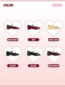 CUCCOO DOLLMOD Women's Fashion Wine Red Mary Jane Short Chunky Heel Casual Daily Wear Office Work Party Commuting Pumps BURGUNDY Heels Pumps Spring Shoes Spring Break Easter