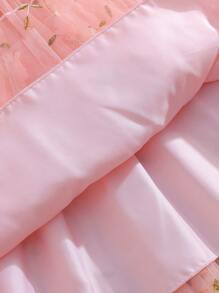 SHEIN Girls' Elegant Sweet Floral Embroidery Puff Sleeve Princess Dress, Long Dress Suitable For Performance, Evening Party, Birthday Party - Pink - View 6