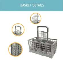 SHEIN 1 Cesta para cubiertos, Canasta de repuesto para cubiertos del lavavajillas universal de varios tamaños, Organizador 2 en 1 para utensilios y cubiertos, Compatible con varios modelos y tamaños de lavavajillas como Bosch, Kitchenaid, Frigidaire, GE - Gris - Ver 16