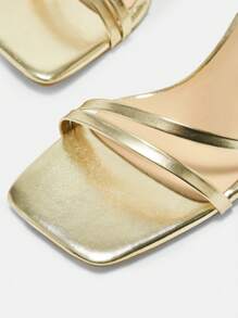 CUCCOO CURVES Plus Size Wide Fit Elegant & Sexy Multiple Strap Sandals, Suitable For Outdoor & Daily Wear In Summer For Christmas - Gold - View 3