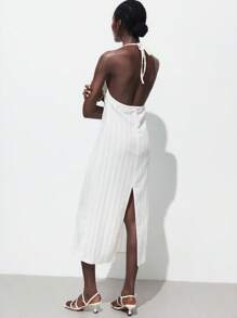 Maija Women's Sexy Deep V Neck Long Dress With Starfish Decor - White - View 2