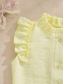 Souflis Souflis Baby Girls Sleeveless Floral Ruffle Chiffon Vest Top - Yellow - View 7