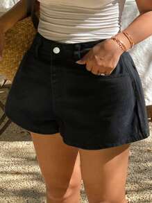 Dazy Plus Leoprint Weite Bein Straßen-Style Kurze Jeans Shorts in Große Größen, Kleidung für den Schulanfang