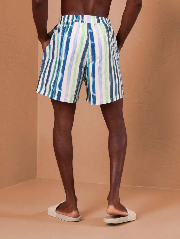 Pantaloncini da spiaggia impermeabili da uomo con motivo a righe classiche