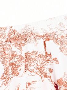 Chiquease 女士印花A字裙，适合度假，优雅通勤 - 粉色 - 查看 5