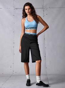 Streetz SHEIN Sport 女士休闲百搭纯色宽松运动短裤健身短裤 - 黑色 - 查看 5