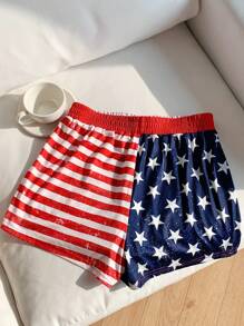 Comfortcana 女式 7 月 4 日美国国旗风格休闲印花短裤 - 彩色 - 查看 2