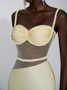 Elitara Elegant, Romantic, Sexy, Simple, Light Yellow, Elastic Fabric, Backless, See-Through, Fashionable, Popular, Suitable For Festivals, Vacations, Birthday Parties, Wedding Events, Dinner Dresses, Bridesmaid Dresse - Yellow - View 1