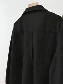 INAWLY Deep V-Neck Loose Casual French Style Pullover Shirt Fall Cloth For Women - Black - View 4