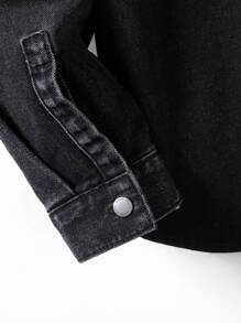 Manfinity LEGND Plus Size Men's Long Sleeve Single-Breasted Casual Pocket Denim Jacket Jean Shirt Men