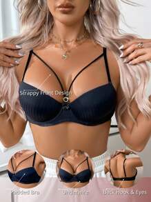 SHEIN 1 pieza Sostén inalámbrico para mujer de unicolor con encaje y calado