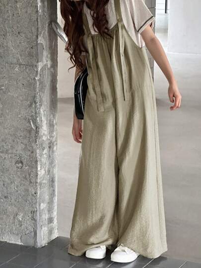 DAZY Teen Girls' Solid Color Pleated Wide Leg Loose Casual Jumpsuit,Girls Summer Outfits,Back To School Clothes