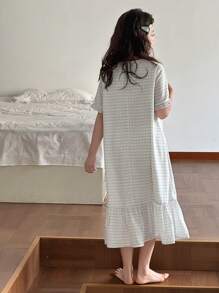 DAZY 青少年女孩蕾丝边 V 领睡袍，女孩夏季服装，返校服装 - 杏色 - 查看 5