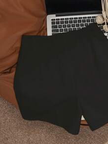 Airaco 女士白色阔腿高腰休闲短裤，修身款，夏季 - 黑色 - 查看 4