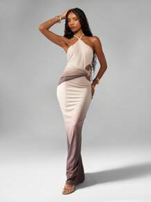 MISSGUIDED Ombre Gold Detailing Maxi Dress - Multicolor - View 1