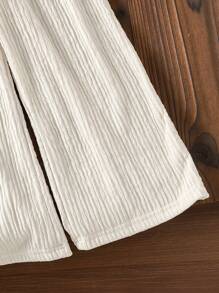 女童刺绣彩色饰边吊带连体裤，休闲日常可爱收腰连体裤，夏季必备 - 杏色 - 查看 5