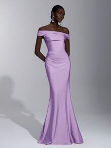 Elitara Elegante e meraviglioso abito a sirena con spalle scoperte e arricciature, adatto per matrimoni, feste, lune di miele, balli, damigelle (adulti)