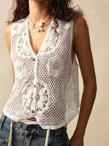 Bohemela Top tricoté au crochet pour femme, à la mode pour l'été