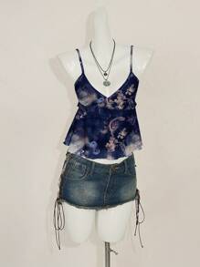 Attitoon Vintage Casual Street Style Tie-Dye Batik Paisley Geometric Retro Pattern Simple Design Women's Tank Top, Suitable For Summer Vacation, Music Festival Women Summer Top Boho Tank Top Women Women S Tops Dressy Women Tank Tops Summer Tank Tops Suitable For Going Out