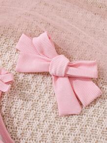 2 件套女婴蝴蝶结装饰奶牛印花连体裤 + 配套头带，休闲可爱动物印花开叉裤腿松紧腰装，夏季