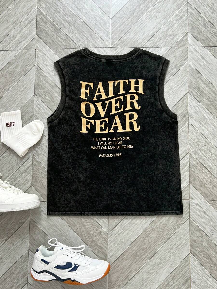 SHEIN Teen Boys Minimalist Printed Sleeveless Tank Top