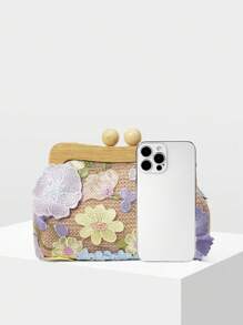 MOTF PREMIUM 女士度假风格花卉图案编织手拿包 - 彩色 - 查看 4