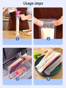 SHEIN 10/50/100pcs Vegetable, Juice, Puree, Ice Cream, Fruit Ice Cream Ice Cream Bag, Essential For Summer, Low-Temperature Sealed Storage Bag, Homemade Ice Cream Bag And Food Packaging Bag, Party Kitchen Gift Bag, Disposable Lollipop Ice Bag, Crushed Ice Bag, Ice Grid Bag, Ice Cube Bag, Self Sealing Transparent Lollipop Ice Bag - Multicolor - View 9