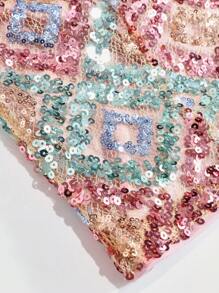 SHEIN PETITE Women's Fashion Elegant Romantic Beaded Halter Neck Tank Top Sequin Halter Top Glittery Top Halter Tops For Women Sequin Top Glitter Halter Top Wedding Guest Dress Women - Multicolor - View 3