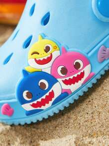 BABY SHARK X SHEIN Cute Cartoon Ocean Fish Design Toddler/Kids Blue EVA Mesh Breathable Lightweight Non-Slip Sandals, Suitable For Indoor & Outdoor, Unisex For Boys & Girls