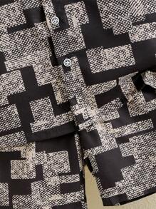Mirajuku Set de 2 prendas para niños pequeños: camisa de manga corta con cuello y estampado floral, y pantalones cortos casuales para exterior, conjunto de verano - Negro - Ver 5