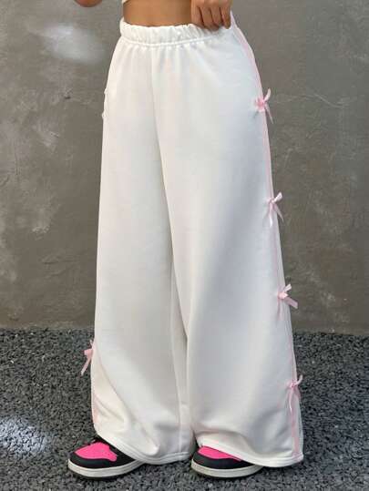 Coolane Kids Pantalones de chándal con adorno de lazo para niñas