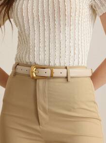 MOTF PREMIUM 1 条女士街头金属/金属质感时尚腰带，适合工作和派对 - 米色 - 查看 2