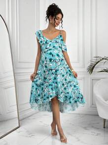 Momance Pregnant Women Ditsy Floral Chic Casual Dress Maternity Dress - Multicolor - View 4