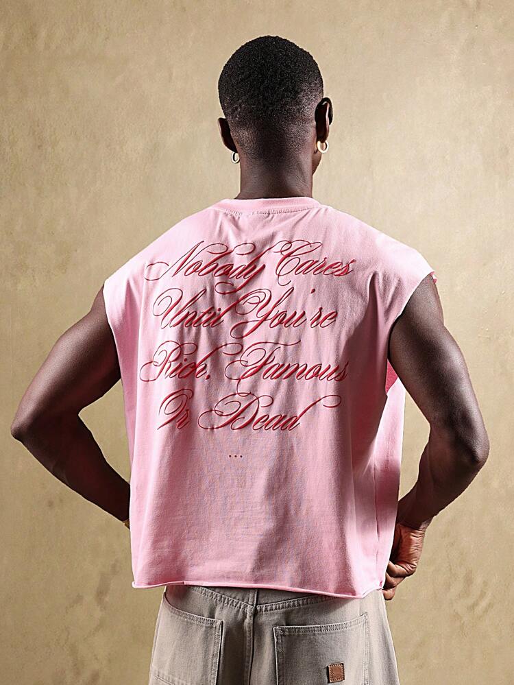 Cropped Raw Edge Cotton Muscle Tank Top