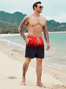 Surfspeed Men's Ombre Drawstring Beach Shorts