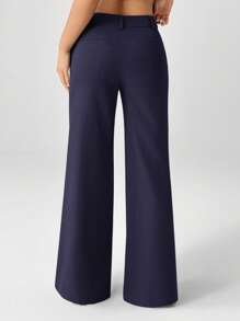 SHEIN EZwear 秋冬海军蓝大码休闲西装裤 - 藏蓝色 - 查看 2