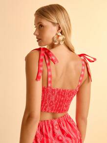 CAJUNI 女式夏季波西米亚度假休闲沙滩露背扎染印花吊带背心 - 彩色 - 查看 2