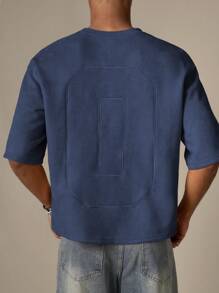 SWAVVY Camiseta de manga corta informal y holgada con bordado numérico para hombres