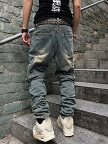 Manfinity LEGND Quần Jeans Denim Rộng Thùng Thình Thường Ngày Cho Nam Size Lớn - Rửa nhẹ - Xem 2