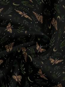 ROMWE Goth بنطلون ساق واسعة بطبعات نجوم وفراشات وفراشات ليلية بطراز جوتيك للمقاسات الكبيرة - الأسود - مشاهدة 3