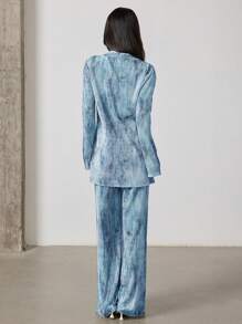 Heiryn مجموعة قميص وبنطلون 2 قطعة للنساء مطبوع بطراز التعتيق الأنيق