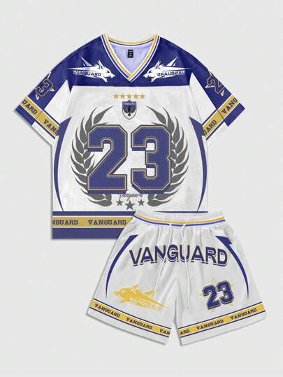 Prep Conjunto de camiseta de manga corta con insertos de malla atlética para hombre, jersey deportivo